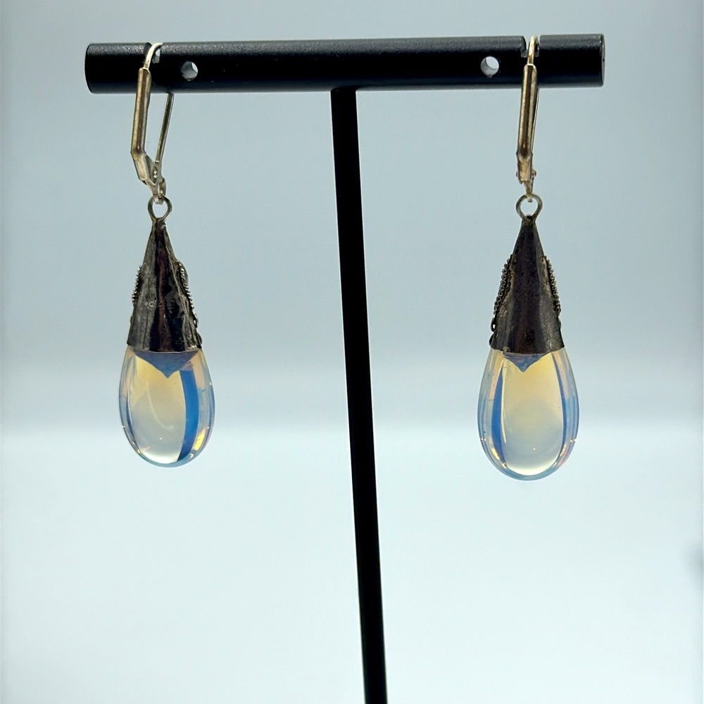 Sterling silver amethyst and Opaline earrings. - Picture 3 of 4